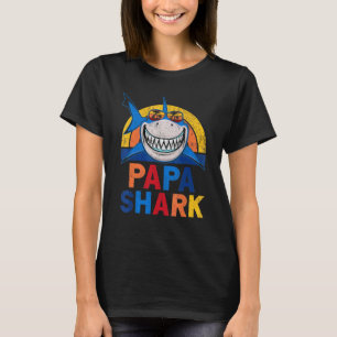 Camiseta Papa Shark Retro Pijamas Dia Pai Papá Tubarão