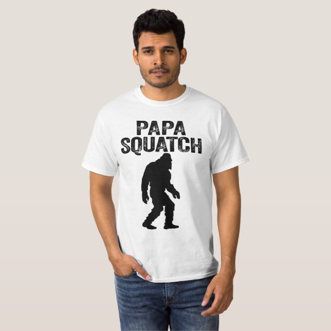 Camiseta Papa Squatch Engraçado Pé Grande - Presente Dia de (Frente Completa)