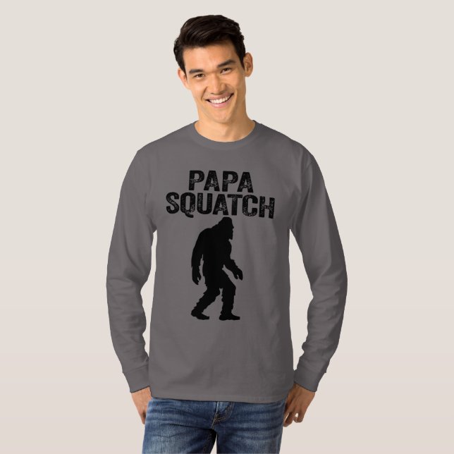 Camiseta Papa Squatch Engraçado Pé Grande - Presente Dia de (Frente Completa)