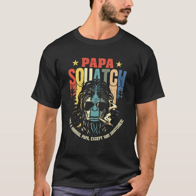 Camiseta Papa Squatch Funny Bigfoot Sasquatch Dia de os pai (Frente)