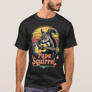 Camiseta Papá Squirrel Tocando Violão - Design de Música Re