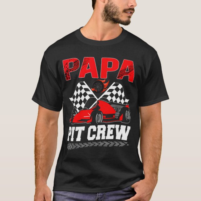 Camiseta Papa T Crew Racing Family Race Car Birthday Boy  (Frente)