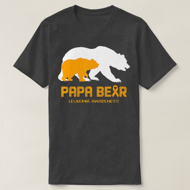 Camiseta Papa Urso Apoio LEUCEMIA Sensibilização (Frente do Design)