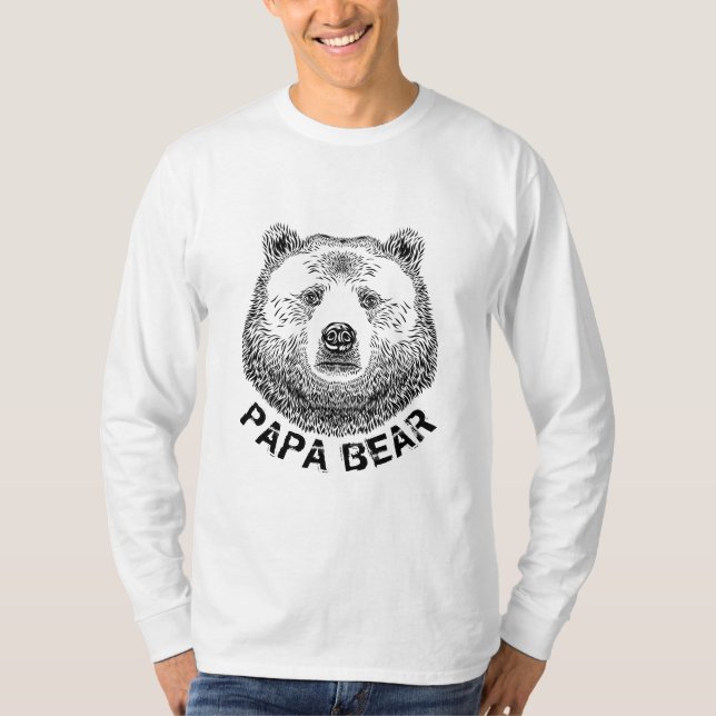Camiseta Papá Urso, Ilustração Desenhada À Mão (Frente)