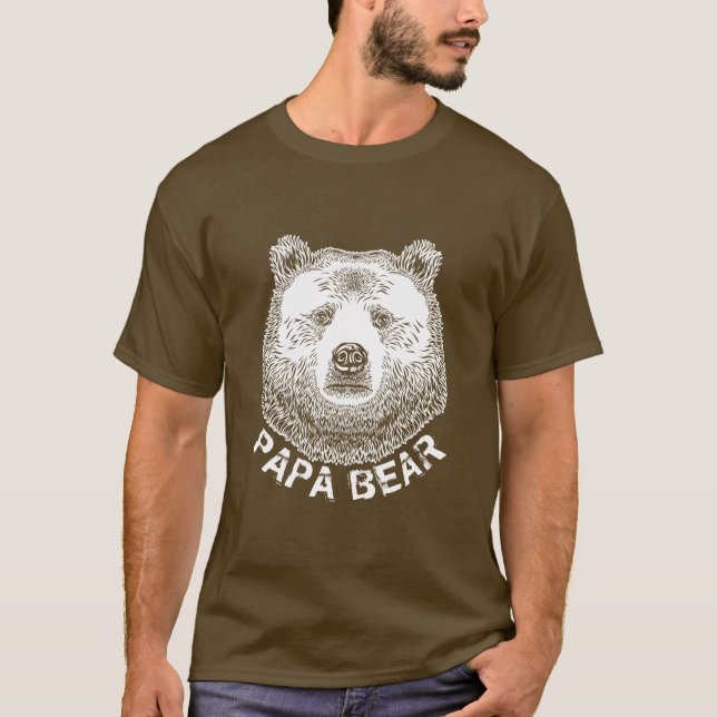 Camiseta Papá Urso, Ilustração Desenhada À Mão (Frente)