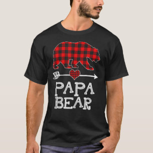 Camiseta Papa Urso Natal Pajama Xadrez Vermelha Família Buf
