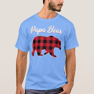 Camiseta Papa Urso Natal Pajama Xadrez Vermelha Família Buf
