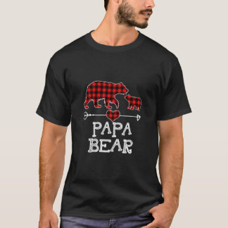 Camiseta Papa Urso Natal Pajama Xadrez Vermelha Família Buf