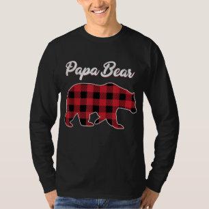 Camiseta Papa Urso Natal Pajama Xadrez Vermelha Família Buf