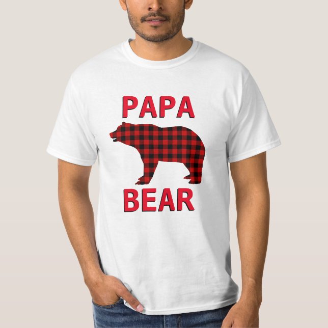 Camiseta Papa Urso Vermelho Xadrez Preto (Frente)
