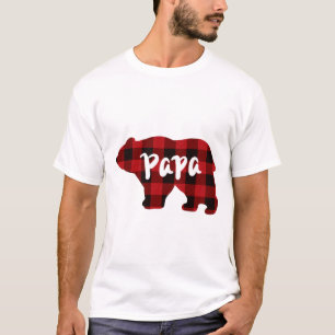 Camiseta Papa Urso - xadrez de búfalo vermelha e negra