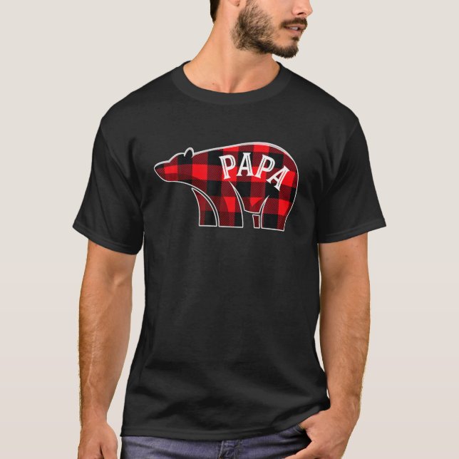 Camiseta Papá Urso Xadrez de Natal Correspondente Pajama D (Frente)