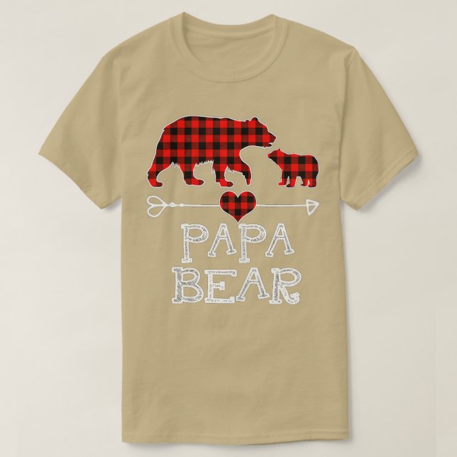 Camiseta Papa Urso, Xadrez Vermelho Buffalo Papão Urso Paja (Frente do Design)