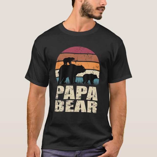 Camiseta Papabear Bear Twin Recém-Nascido Bebê Urso - Papá  (Frente)