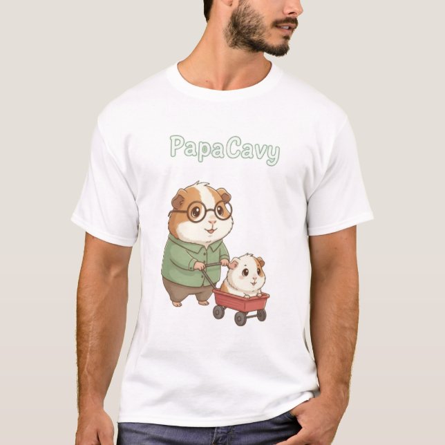 Camiseta PapáCavy - Pai de porco da Guiné Bonita Dia do Pai (Frente)