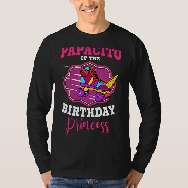 Camiseta Papacito Do Aniversário Princesa Roller Skates Sk (Frente)