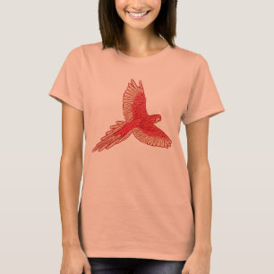 Camiseta Papagaio a bordo, Coral Laranja e Creme