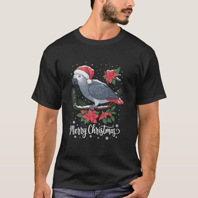 Camiseta Papagaio Africano Cinzento de Natal  (Frente)