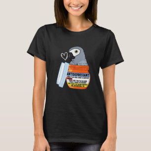 Camiseta Papagaio Antidepressivo Fofo Cinzento Africano