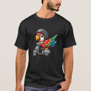 Camiseta Papagaio Arara Vermelha Scooter Pet Moto Divertida
