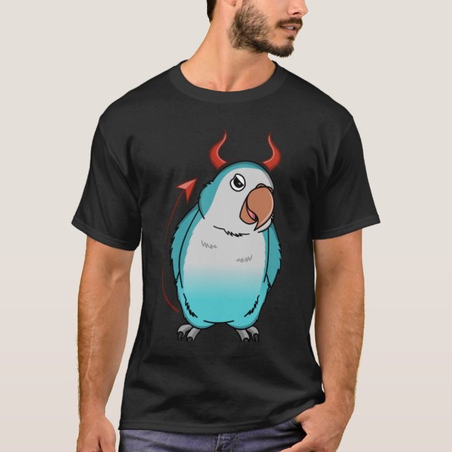 Camiseta Papagaio Assustador, Papagaio Azul Monk Parakeet Q (Frente)