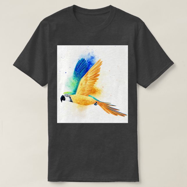 Camiseta papagaio azul-aquarela (Frente do Design)