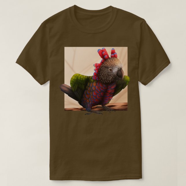 Camiseta papagaio-cabeça-falcão (Frente do Design)