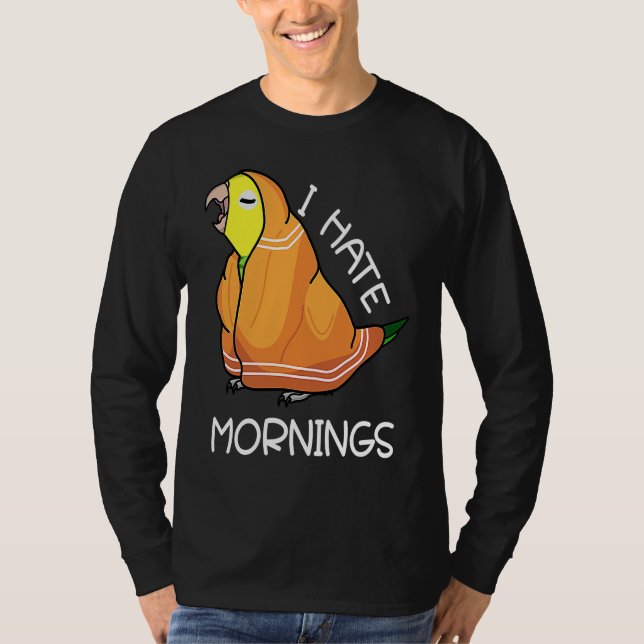Camiseta Papagaio Cansado Odeia Manhãs Eu Cabeça Amarela Du (Frente)