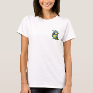 Camiseta Papagaio Cantando com Microfone Antigo e Música