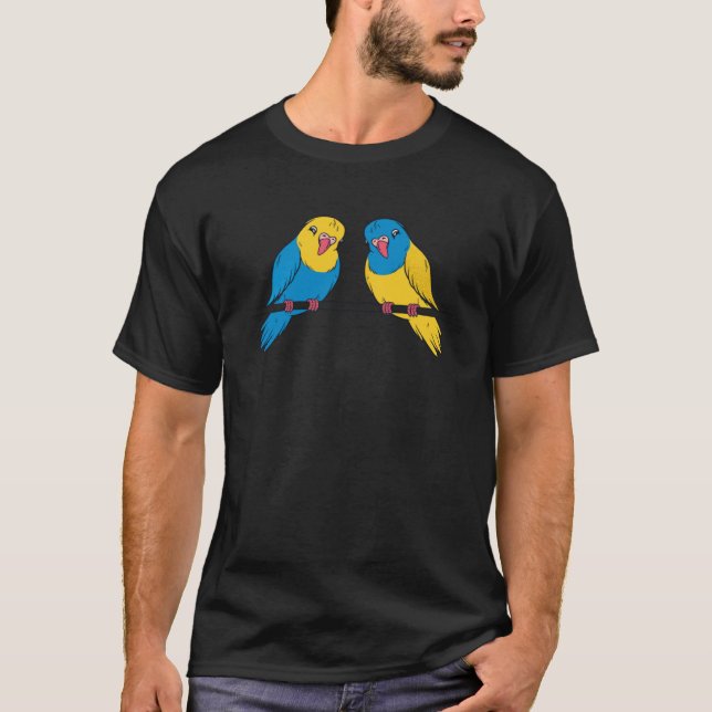 Camiseta papagaio casal de amor pela paz (Frente)