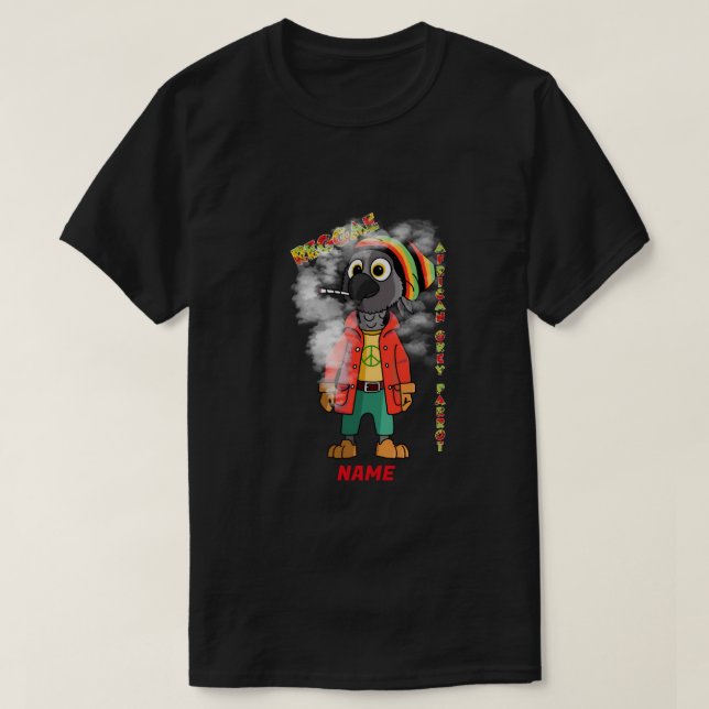 Camiseta Papagaio-Cinza africano (Frente do Design)