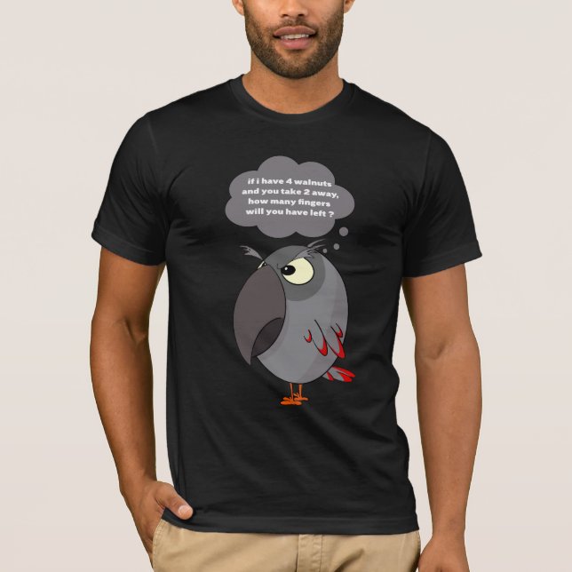 Camiseta Papagaio-Cinza africano Cuidado com os dedos! (Frente)