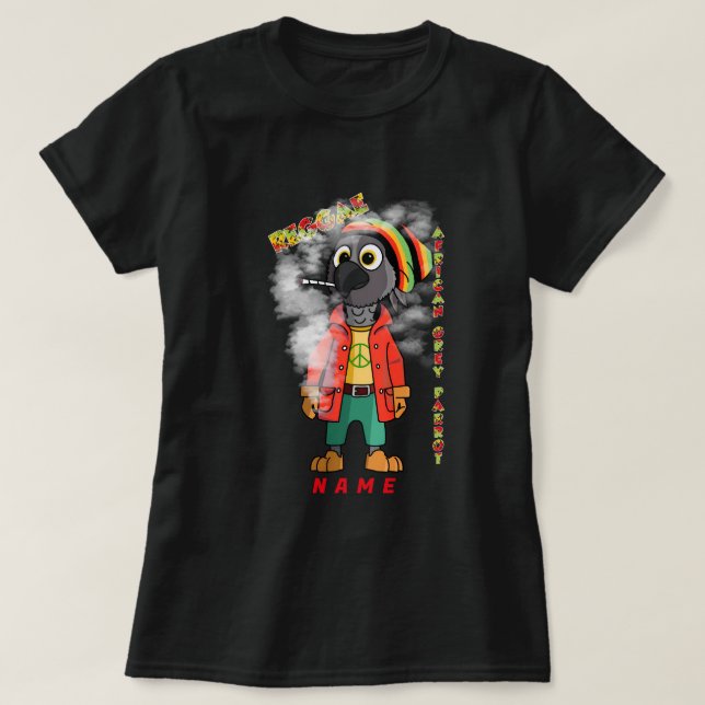 Camiseta Papagaio-Cinza africano Reggae (Frente do Design)