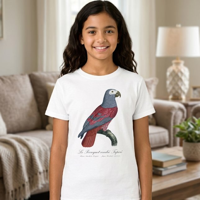 Camiseta Papagaio Cinzento Africano Fator Vermelho Psittacu (African Grey Parrot Red Factor Psittacus Erithacus. Girl Basic White T-Shirt)