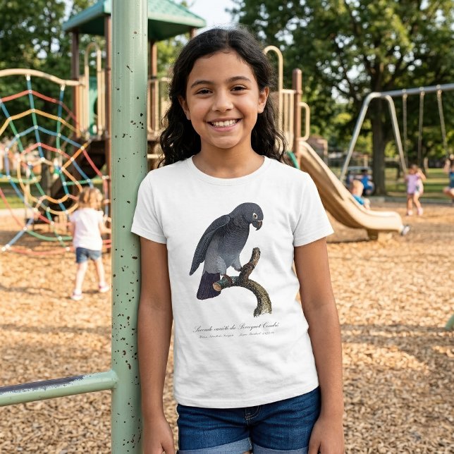 Camiseta Papagaio-Cinzento-de-Timneh, Psittacus Timneh (Timneh African Grey Parrot, Psittacus Timneh. Girl Basic White T-Shirt)