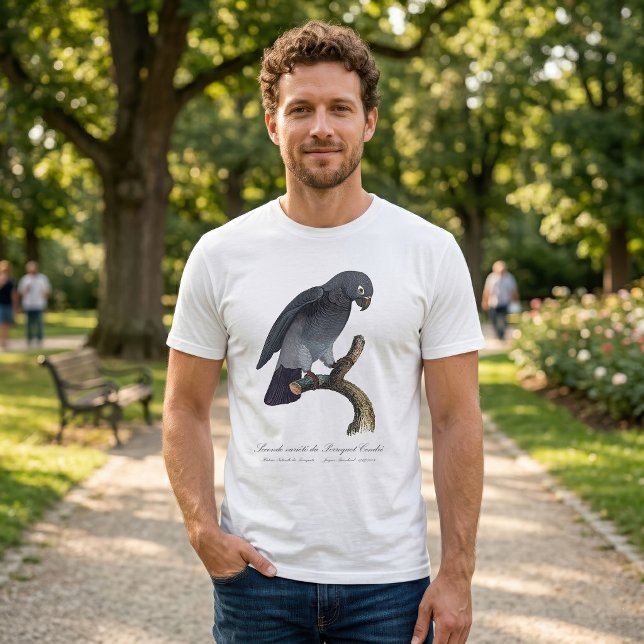 Camiseta Papagaio-Cinzento-de-Timneh, Psittacus Timneh (Timneh African Grey Parrot, Psittacus Timneh. Men Basic White T-Shirt)