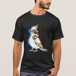 Camiseta Papagaio Cockatiel Engraçado DJ Glitch Rave EDM Mú