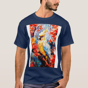 Camiseta Papagaio Cockatiel pintura de aves pintura cores a