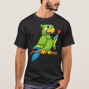 Camiseta Papagaio com bico amarelo e pirulito