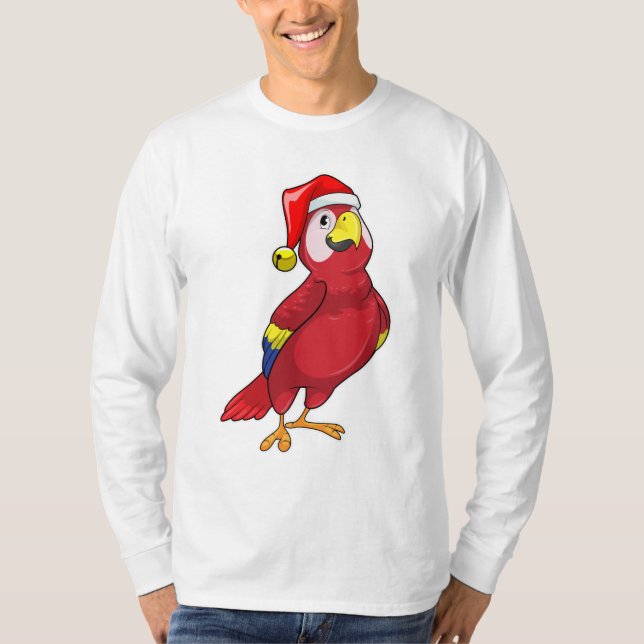 Camiseta Papagaio com chapéu de Papai Noel (Frente)