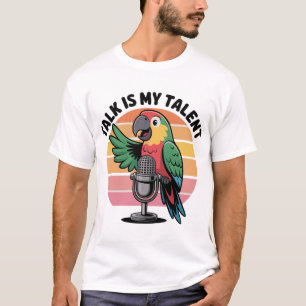 Camiseta Papagaio com Design de Microfone