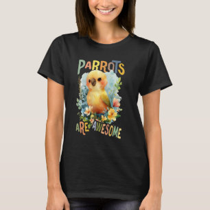 Camiseta papagaio com flores e papagaios fofos são incrívei