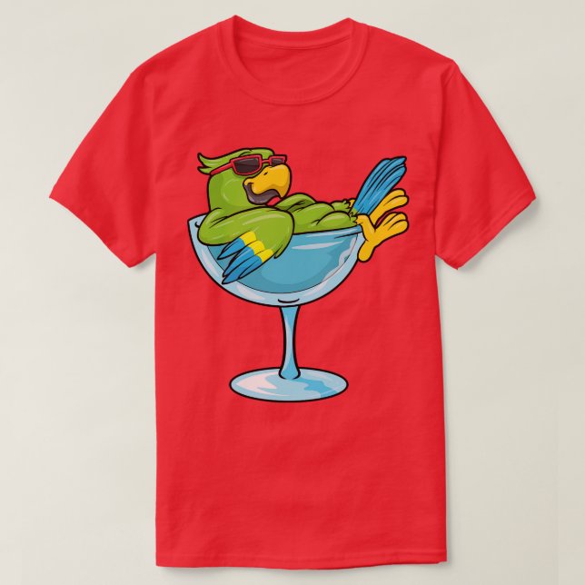 Camiseta Papagaio com óculos de sol e vidro (Frente do Design)