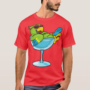 Camiseta Papagaio com óculos de sol e vidro