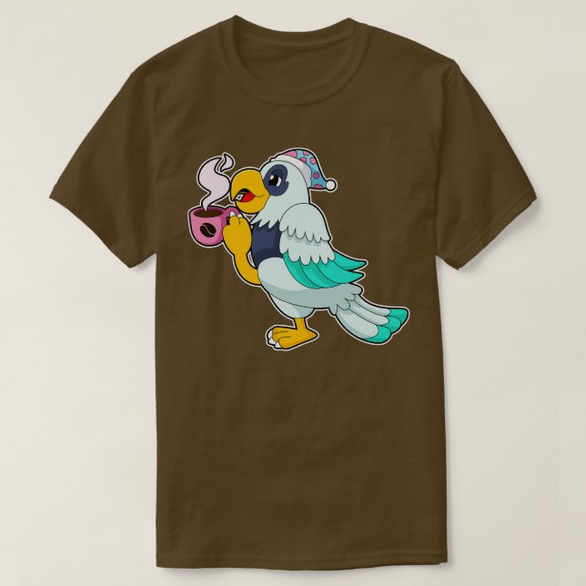 Camiseta Papagaio com Taça de Café (Frente do Design)