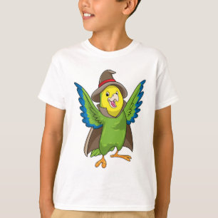 Camiseta Papagaio como assistente com chapéu