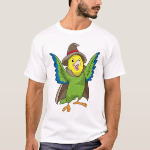 Camiseta Papagaio como assistente com chapéu