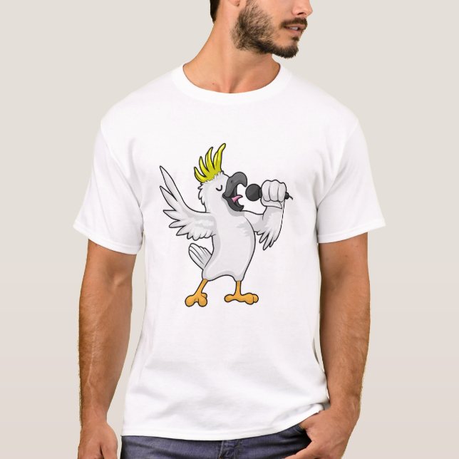 Camiseta Papagaio como Cantor com Microfone (Frente)