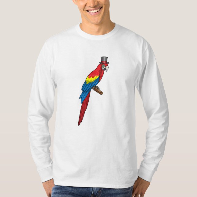 Camiseta Papagaio como cavalheiro com chapéu (Frente)