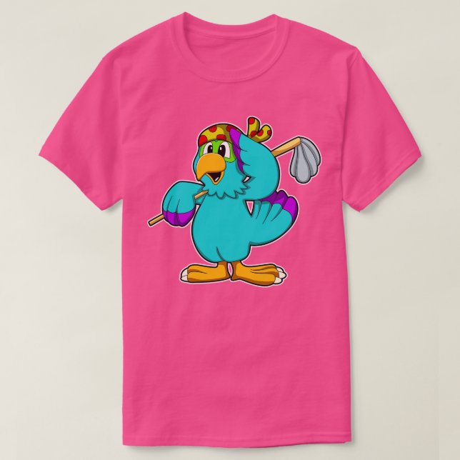 Camiseta Papagaio como Limpo com Mop (Frente do Design)